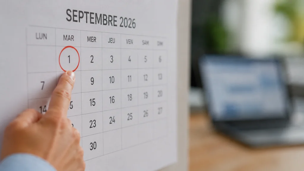 Illustration échéance 1er septembre 2026 calendrier